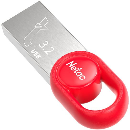 Флеш Диск Netac 128Gb UM2 NT03UM2N-128G-32RE USB3.2 серебристый/красный