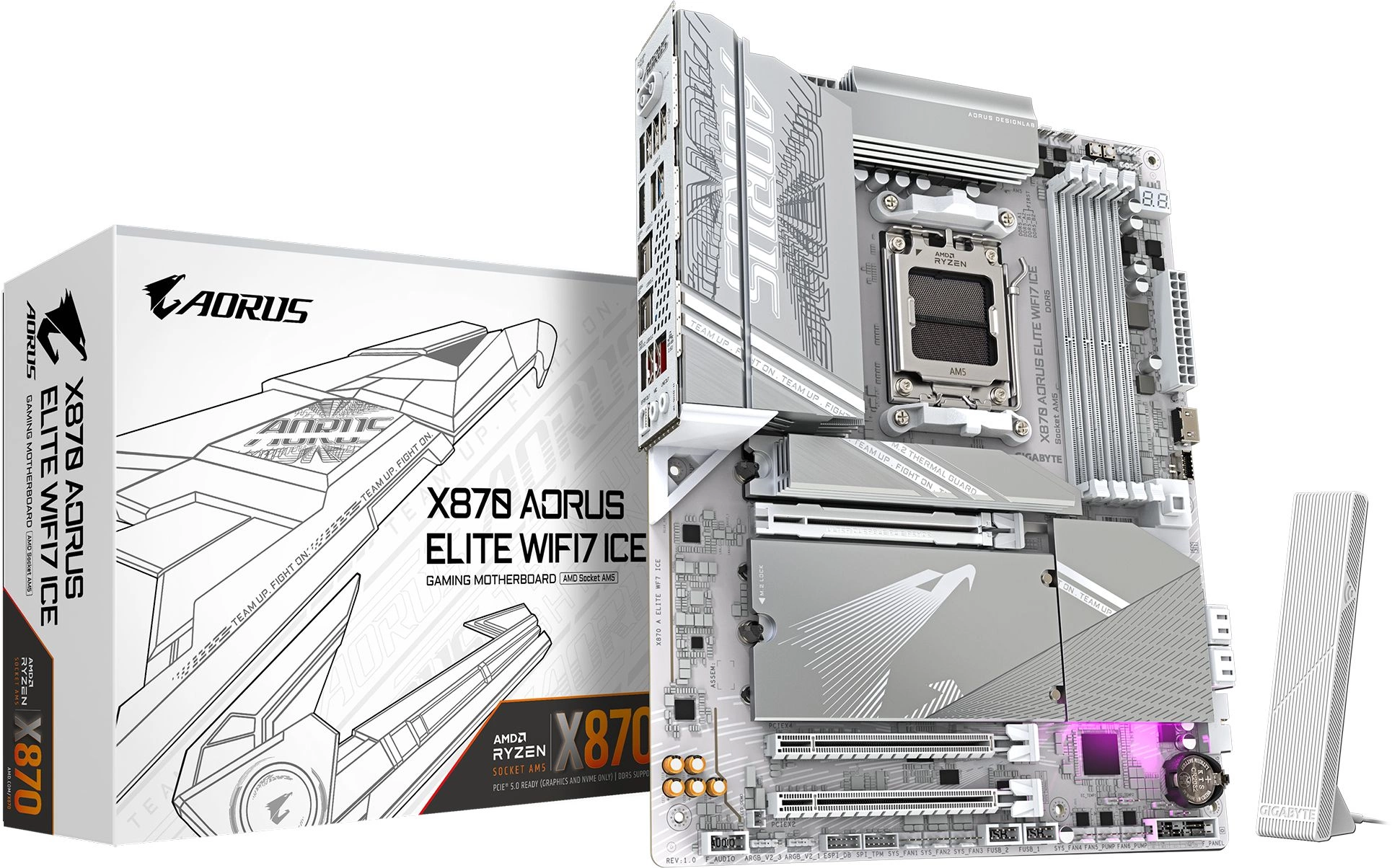 Материнская плата Gigabyte X870 A ELITE WF7 ICE SocketAM5 AMD X870 4xDDR5 ATX AC`97 8ch(7.1) 2.5Gg RAID+HDMI