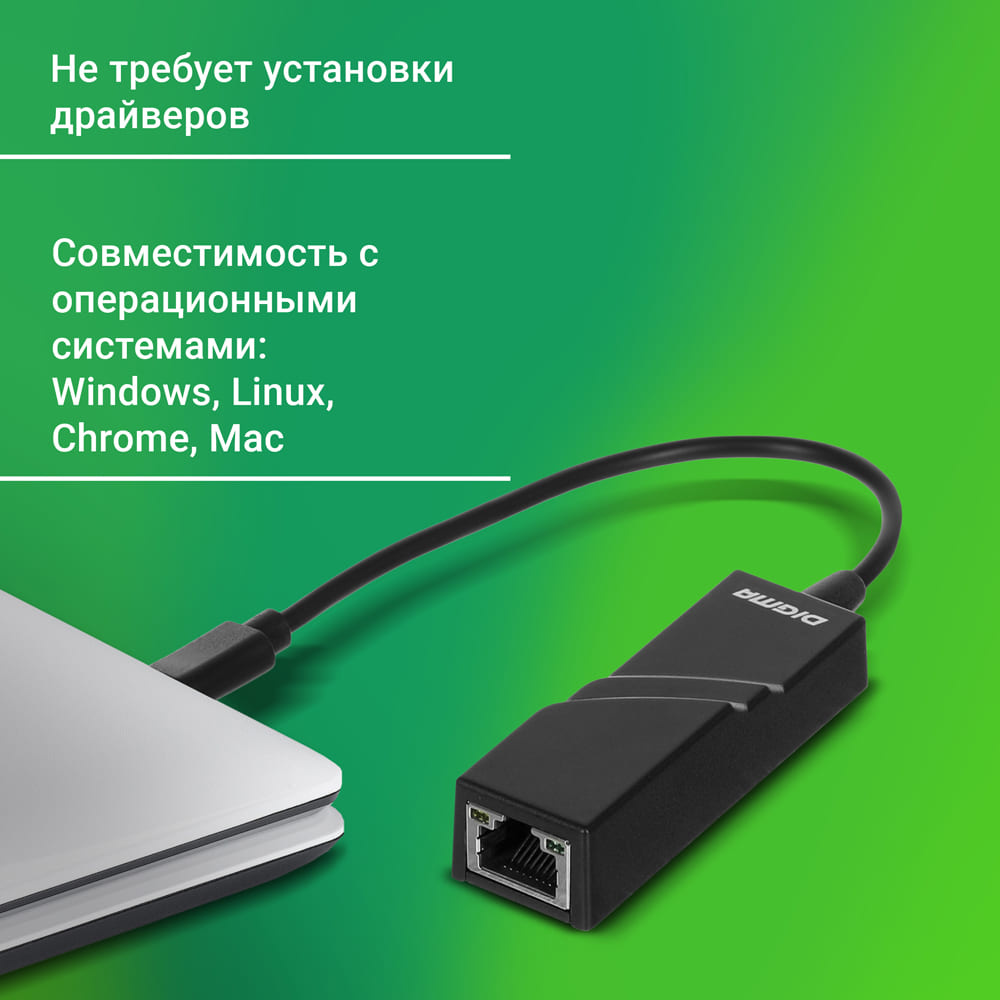 Сетевой адаптер Fast Ethernet Digma D-USBC-LAN100 USB Type-C (упак.:1шт)