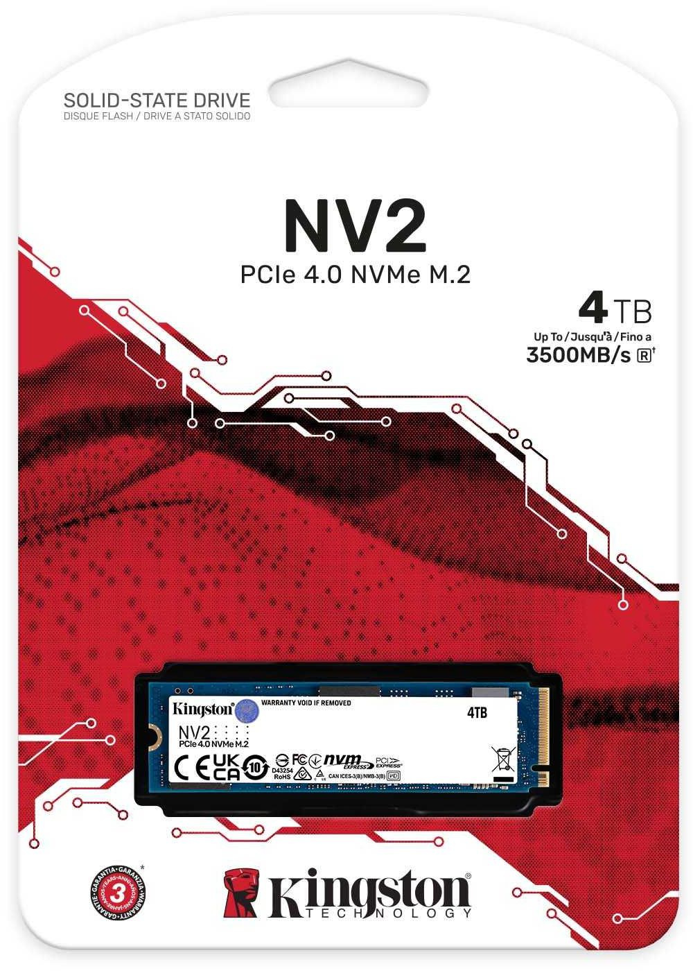 Накопитель SSD Kingston PCIe 4.0 x4 4TB SNV2S/4000G NV2 M.2 2280