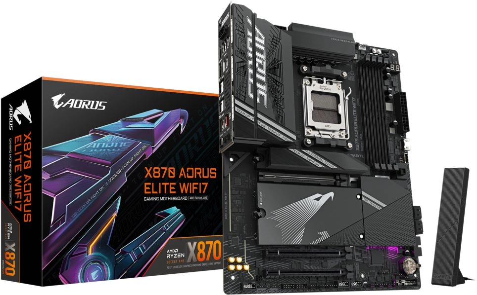 Материнская плата Gigabyte X870 A ELITE WIFI7 SocketAM5 AMD X870 4xDDR5 ATX AC`97 8ch(7.1) 2.5Gg RAID+HDMI