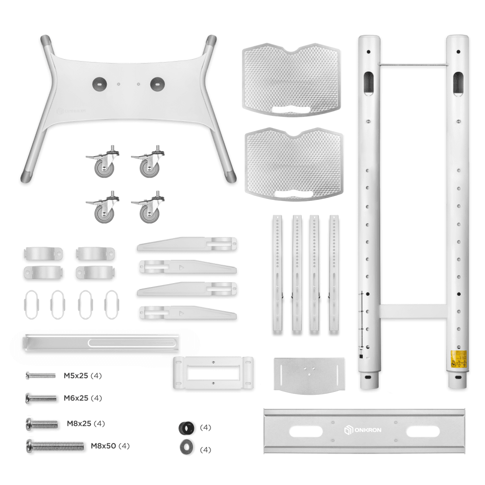 ONKRON стойка для телевизора с кронштейном 50"-86", мобильная, белая