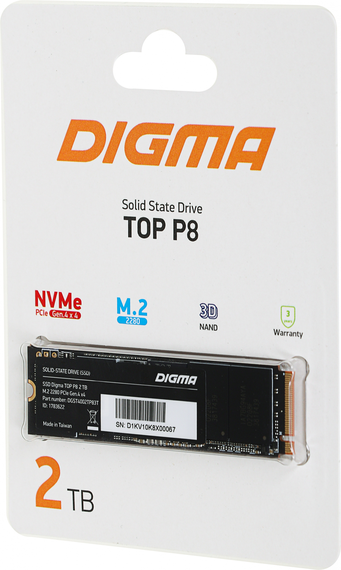 Накопитель SSD Digma PCIe 4.0 x4 2TB DGST4002TP83T Top P8 M.2 2280