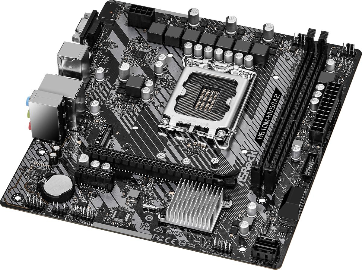 Материнская плата Asrock H610M-HVS/M.2 R2.0 Soc-1700 Intel H610 2xDDR4 mATX AC`97 8ch(7.1) GbLAN+VGA+HDMI