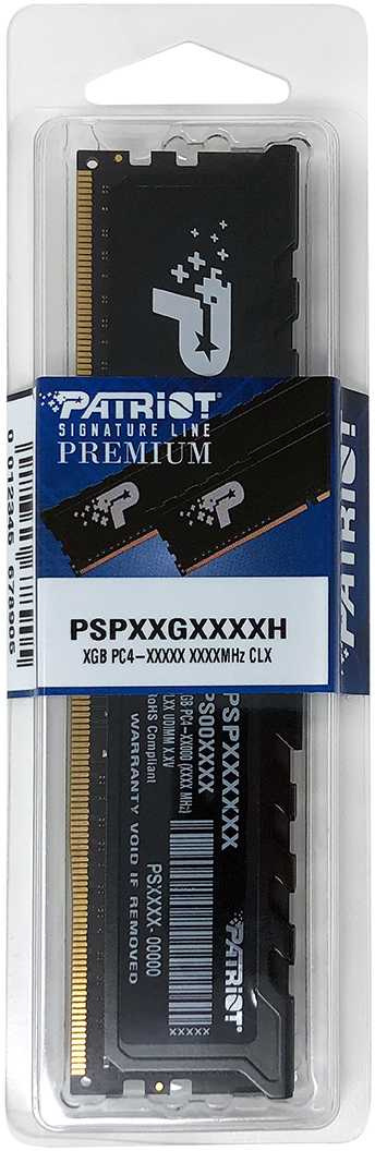 Память DDR4 4Gb 2666MHz Patriot PSP44G266681H1 Signature Premium RTL PC4-21300 CL19 DIMM 288-pin 1.2В single rank с радиатором Ret