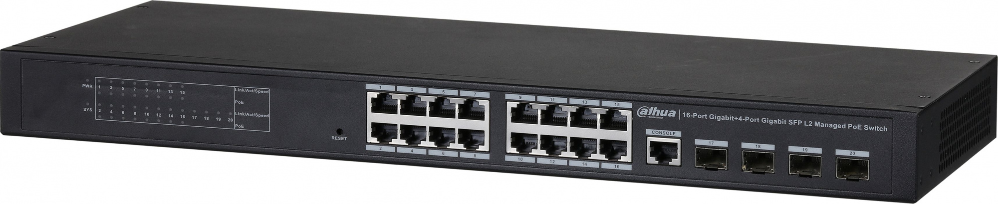 Коммутатор Dahua DH-PFS4420-16GT-240 (L2) 20x1Гбит/с 4SFP 16PoE 240W управляемый