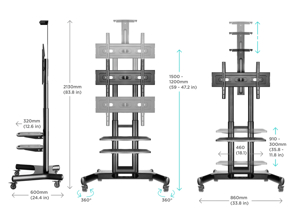 Мобильная стойка ONKRON TS1552чёрная