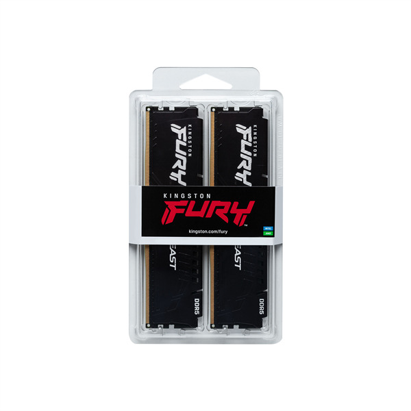 Память DDR5 2x32Gb 5200MHz Kingston KF552C40BBK2-64 Fury Beast RTL PC5-41600 CL40 DIMM 288-pin 1.25В kit dual rank с радиатором Ret