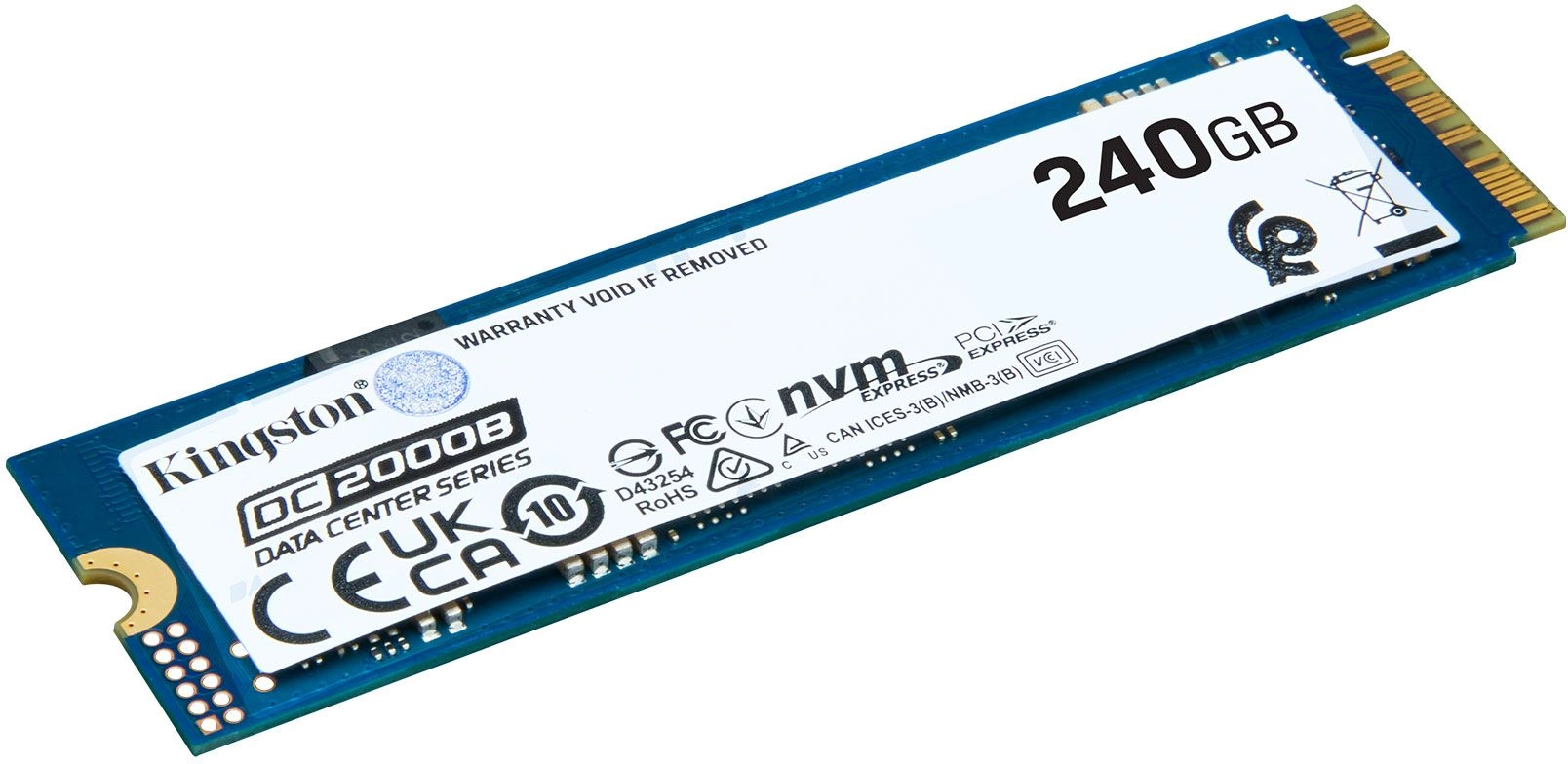 Твердотельный накопитель Kingston Enterprise SSD 240GB DC2000B M.2 2280 NVMe Gen4x4 R4500/W400MB/s  3D TLC MTBF 2М 260 000/18 000 IOPS 175,2TBW (Data Center) 3 years