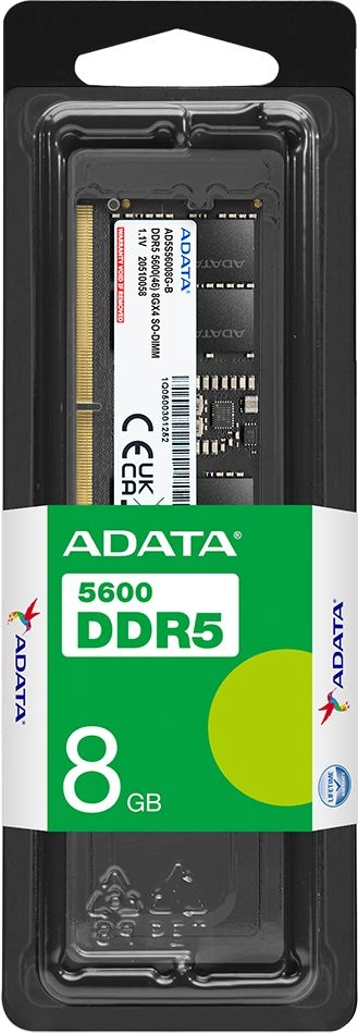 Память DDR5 8GB 5600MHz A-Data AD5S56008G-S RTL PC5-44800 CL46 SO-DIMM 262-pin 1.1В single rank Ret