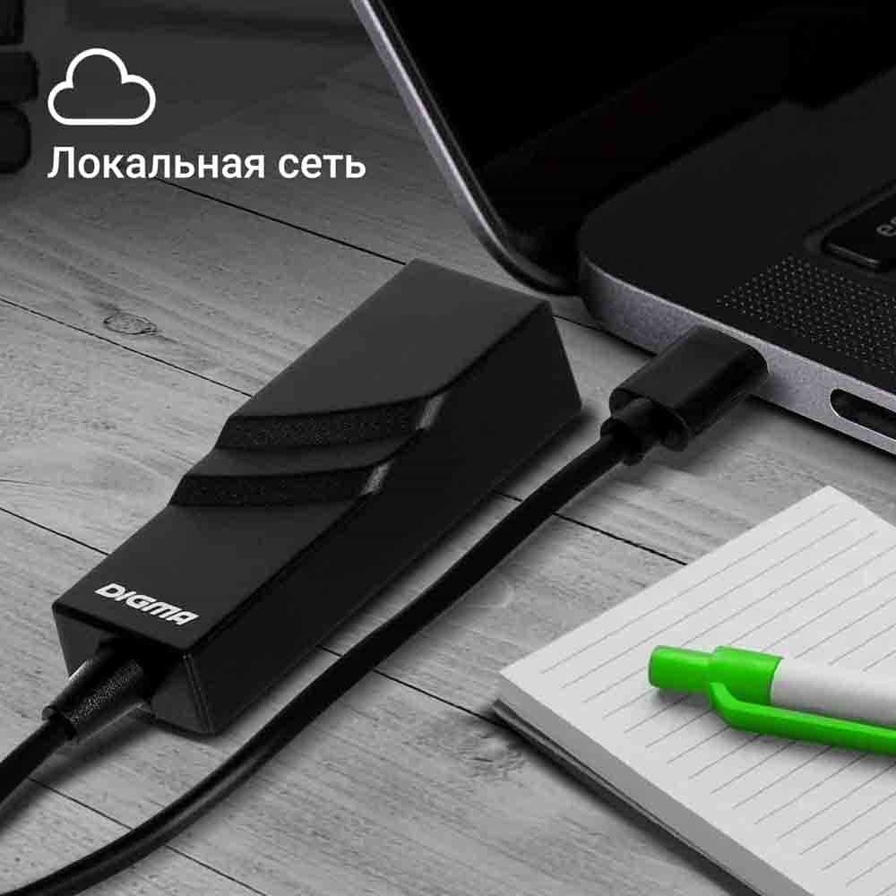 Сетевой адаптер Fast Ethernet Digma D-USBC-LAN100 USB Type-C (упак.:1шт)