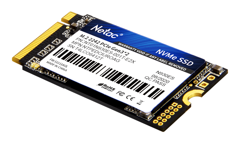 Накопитель SSD Netac PCIe 3.0 x2 1TB NT01N930ES-001T-E2X N930ES M.2 2242