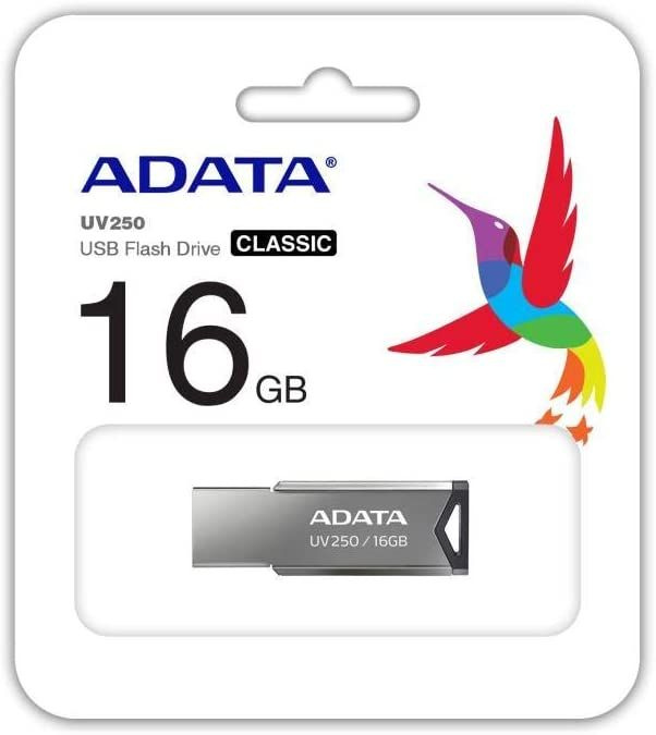 Флеш Диск A-Data 16Gb UV250 AUV250-16G-RBK USB2.0 серебристый