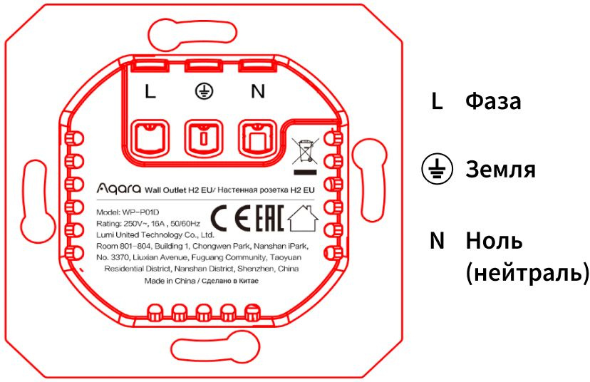 Умная розетка Aqara Wall Outlet H2 EU белый (WP-P01D)