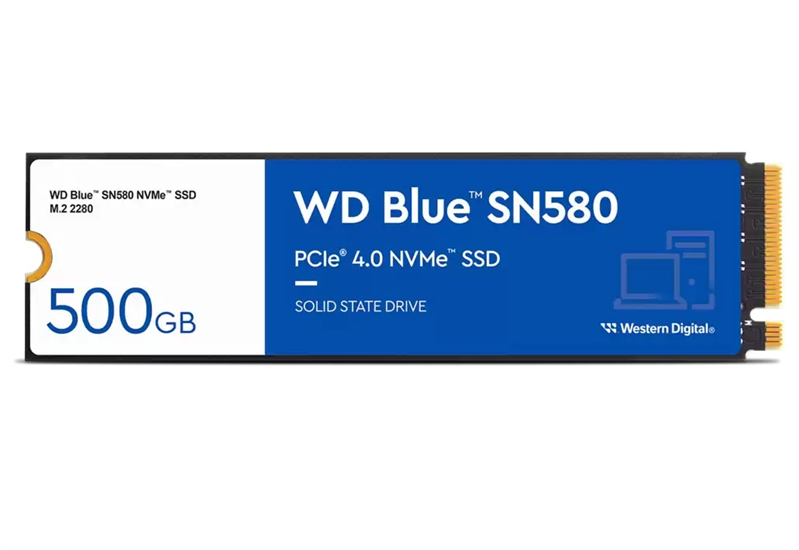 Твердотельный накопитель Western Digital Blue SN580 SSD M2.2280 PCIe 4.0 500Gb, 4000MBs/3600MBs, TBW 300, WDS500G3B0E, 1 year