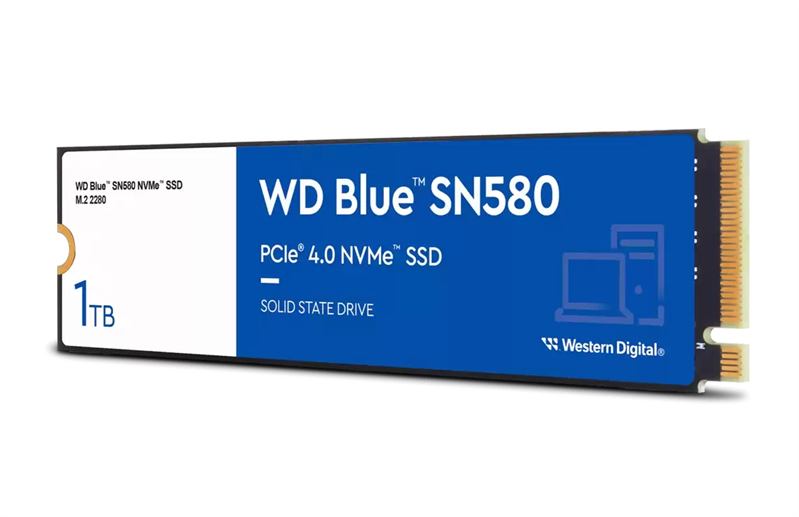 Твердотельный накопитель Western Digital Blue SN580 SSD M2.2280 PCIe 4.0 1Tb, 4150MBs/4150MBs, TBW 600, WDS100T3B0E, 1 year