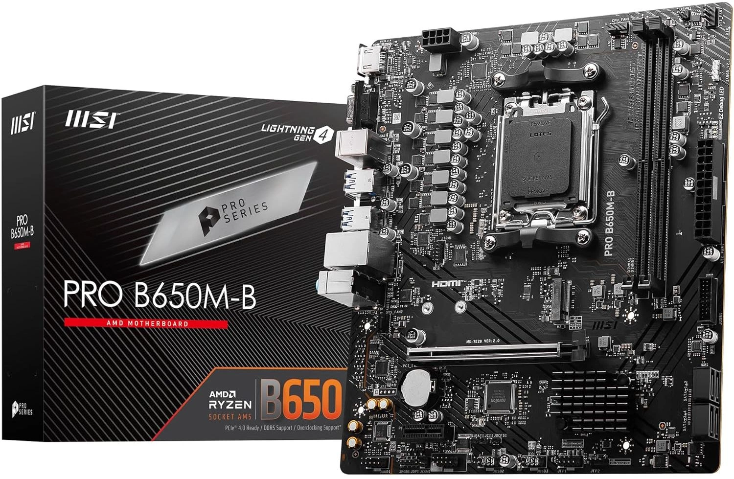 Материнская плата MSI PRO B650M-B SocketAM5 AMD B650 2xDDR5 mATX AC`97 8ch(7.1) 2.5Gg RAID+VGA+HDMI