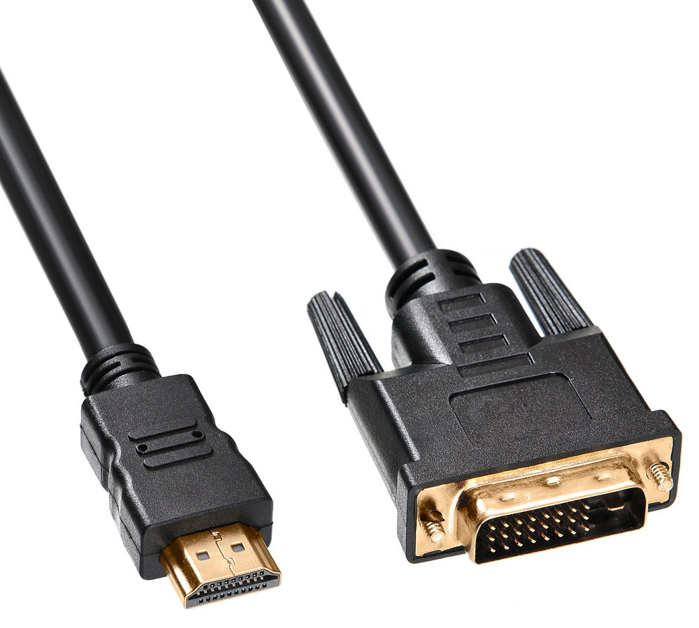 Кабель Buro HDMI (m) DVI-D (m) 5м (HDMI-19M-DVI-D-5M) феррит.кольца черный