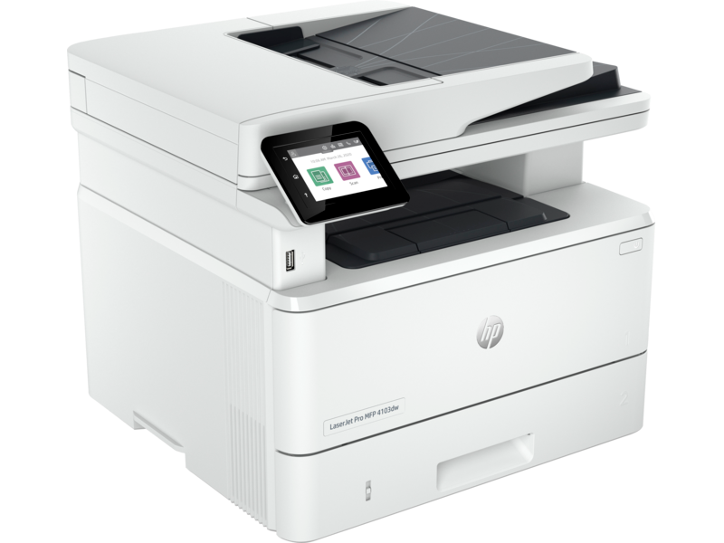 Лазерное многофункциональное устройство HP LaserJet Pro MFP 4103dw p/c/s, A4, 40 ppm, 512Mb, Duplex, 2 trays 100+250,ADF 50, USB 2.0/GigEth,WiFi, W1510A in box, repl.W1A28A) (незначительное повреждение коробки)