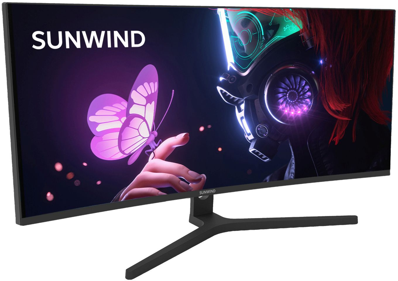 Монитор SunWind 34" SM-34QV401 черный VA LED 21:9 HDMI матовая 300cd 178гр/178гр 3440x1440 165Hz G-Sync DP WQ 5.6кг