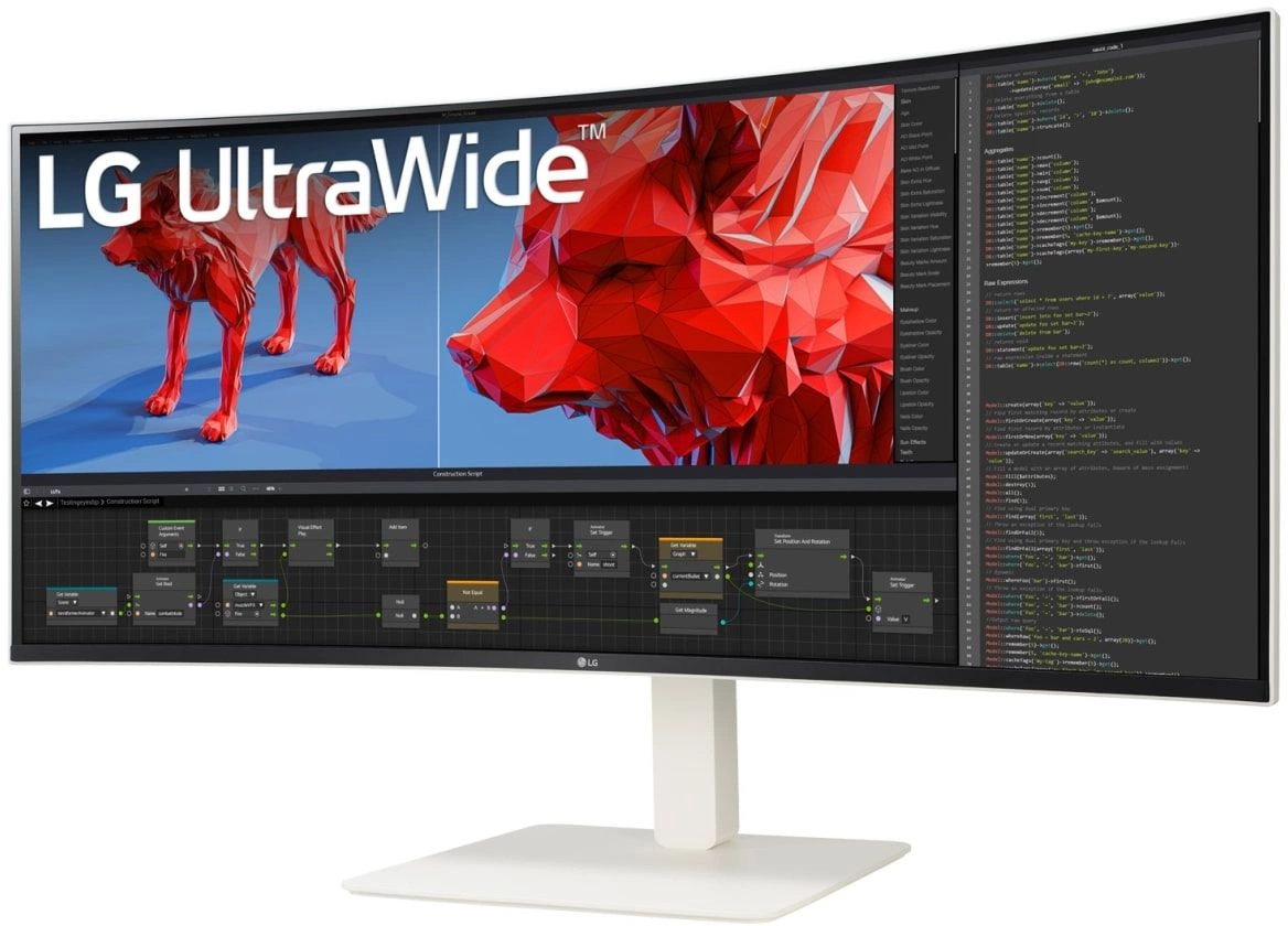 Монитор LG 38" UltraWide 38WR85QC-W белый NANO IPS LED 21:9 HDMI M/M матовая HAS Piv 600cd 178гр/178гр 3840x1600 144Hz FreeSync Premium Pro DP WQ+ USB 10.5кг