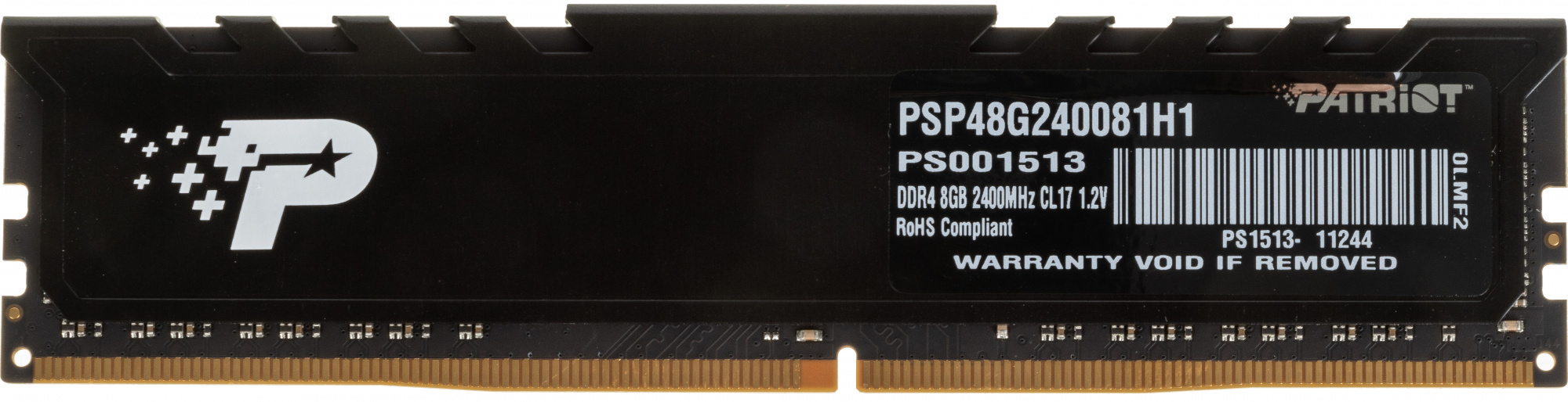 Память DDR4 8Gb 2400MHz Patriot PSP48G240081H1 Signature RTL PC4-19200 CL17 DIMM 288-pin 1.2В single rank с радиатором Ret