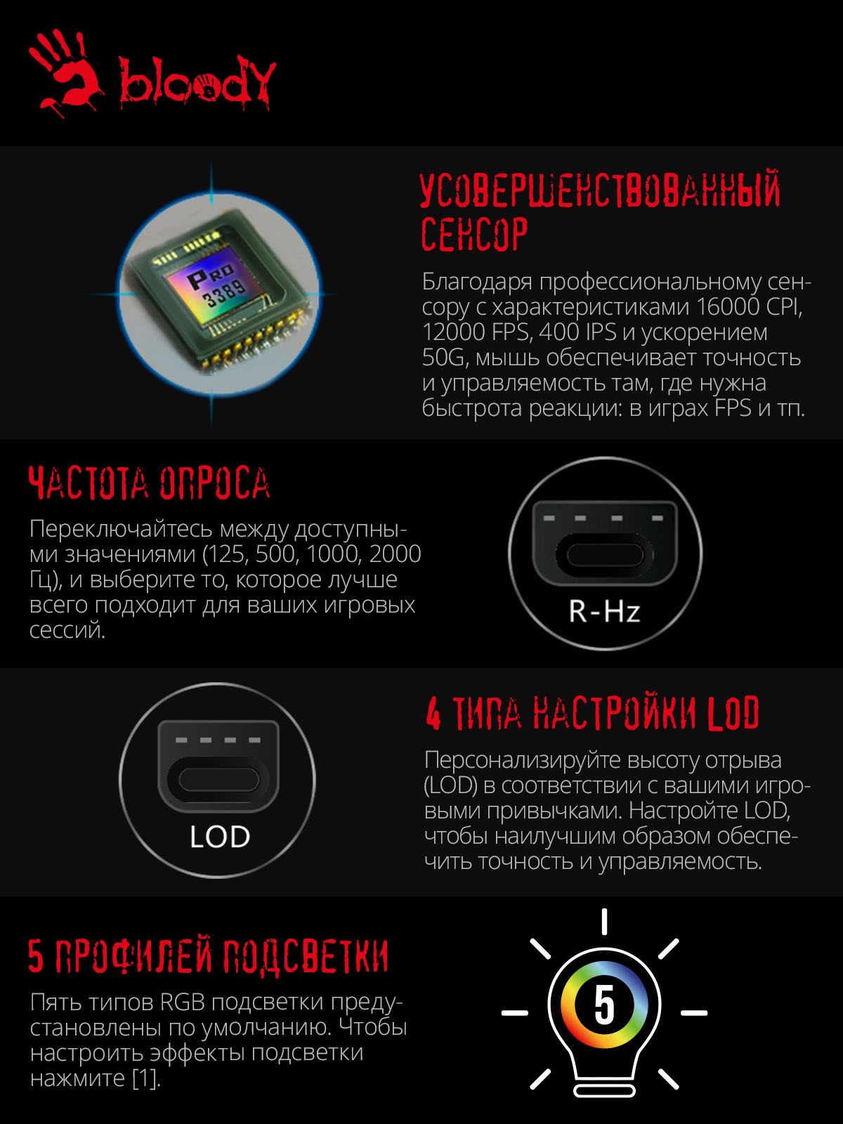 Мышь A4Tech Bloody W90 Pro черный оптическая (16000dpi) USB (10but)