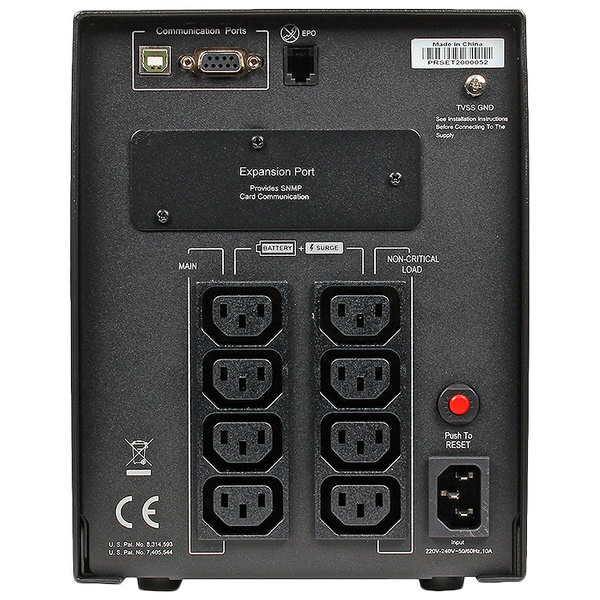 Источник бесперебойного питания CyberPower PR1000ELCD Line-Interactive 1000VA/900W USB/RS-232/EPO/SNMPslot (8 IEC С13)