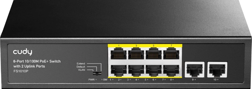 Коммутатор Cudy FS1010P (L2) 10x100Мбит/с 8PoE+ 120W неуправляемый