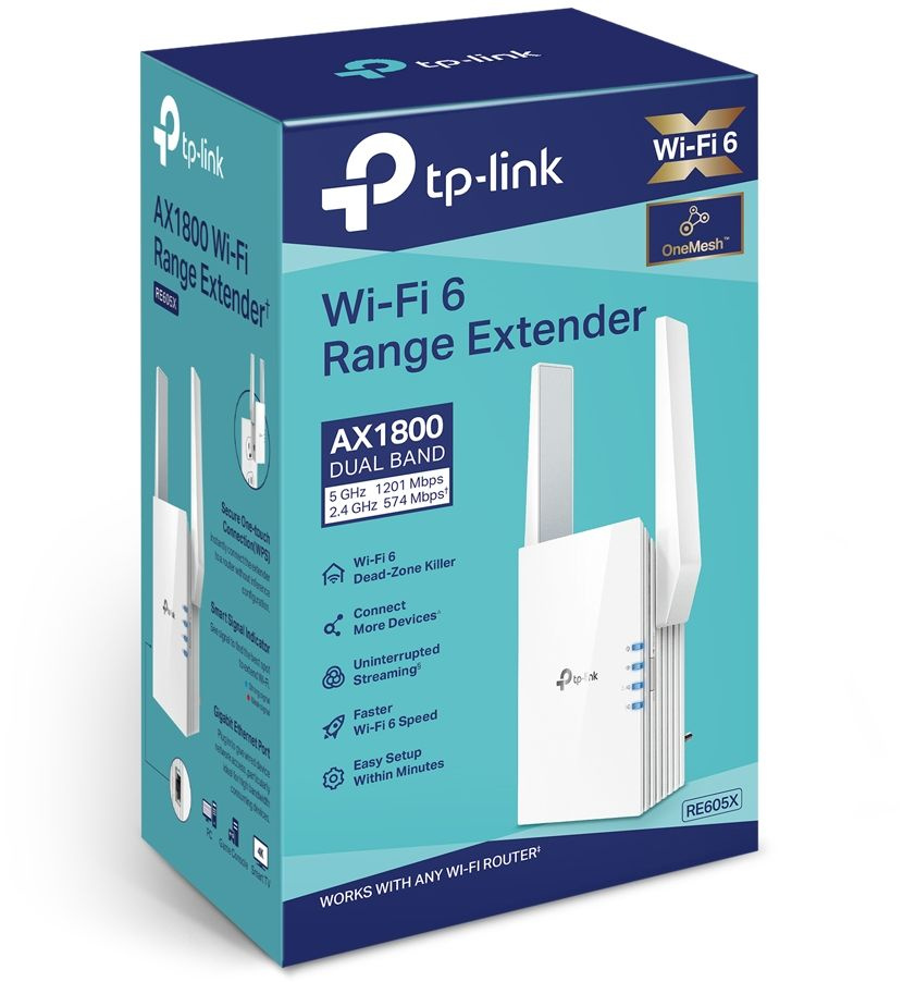 Повторитель беспроводного сигнала TP-Link RE605X AX1800 10/100/1000BASE-TX белый