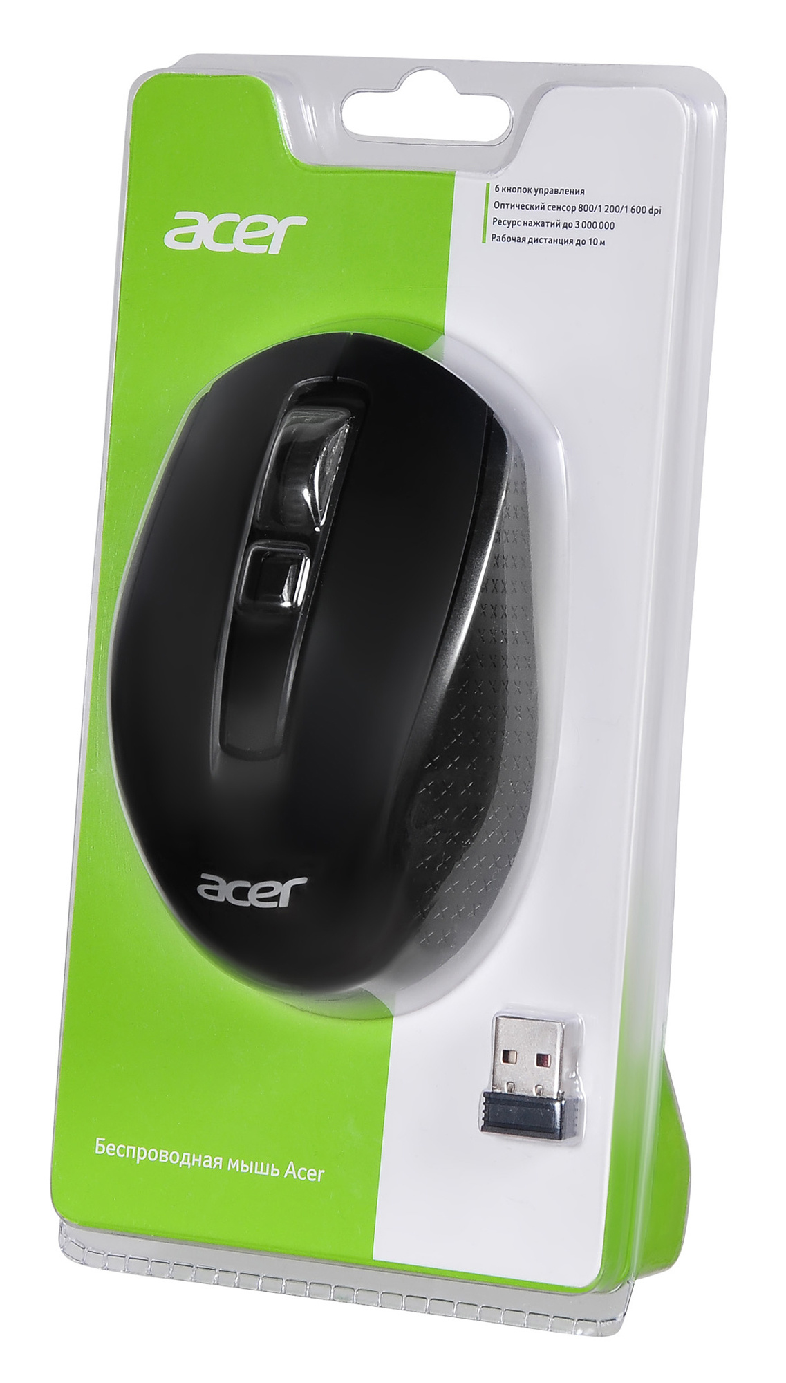 Мышь Acer OMR060 черный оптическая (1600dpi) беспроводная USB (6but)