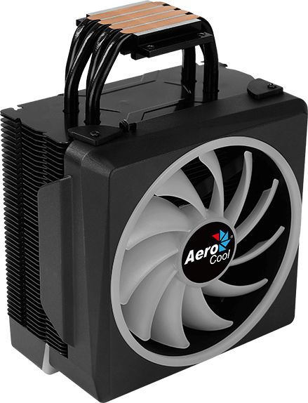 Устройство охлаждения(кулер) Aerocool Cylon 4F Soc-AM5/AM4/1151/1200/2066/1700 4-pin 14-26dB Al+Cu 145W 550gr LED Ret