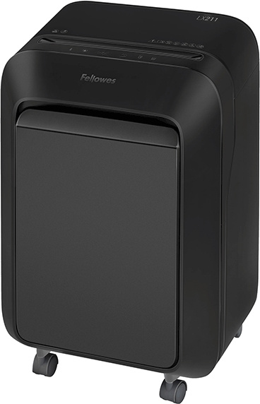 Шредер Fellowes PowerShred LX211 черный (секр.P-5) перекрестный 15лист. 23лтр. скрепки скобы пл.карты