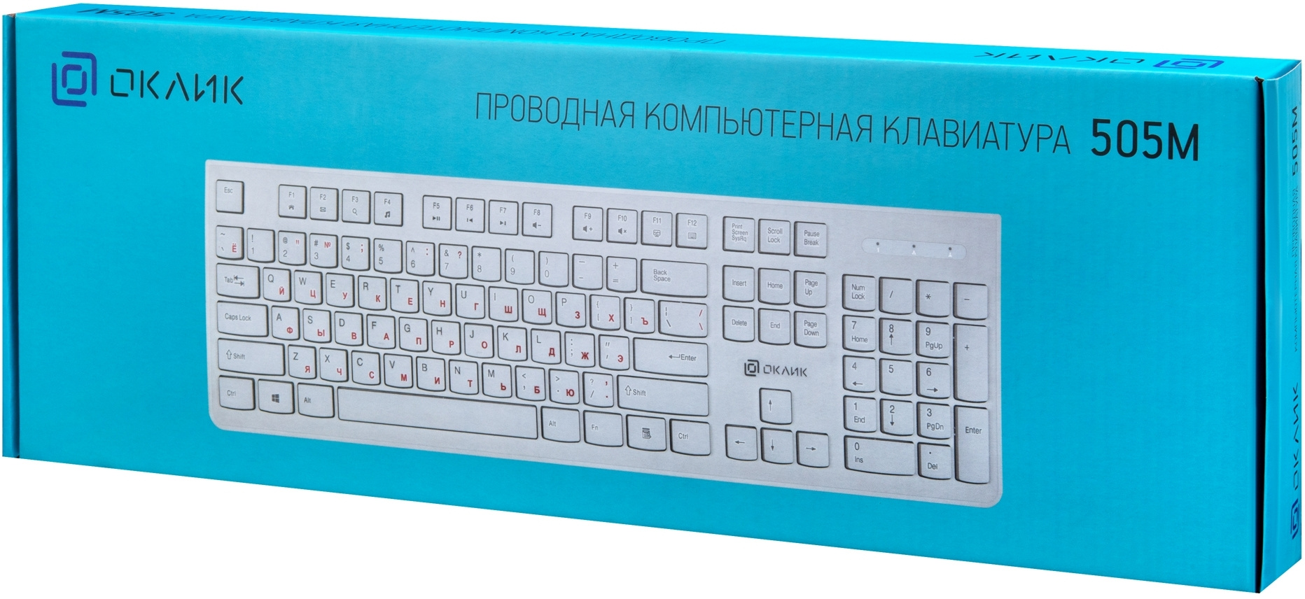 Клавиатура Оклик 505M белый USB slim