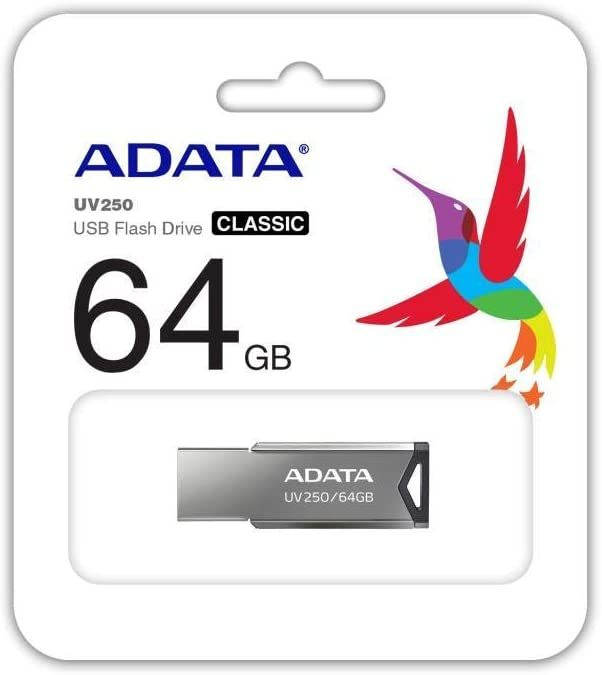 Флеш Диск A-Data 64Gb UV250 AUV250-64G-RBK USB2.0 серебристый