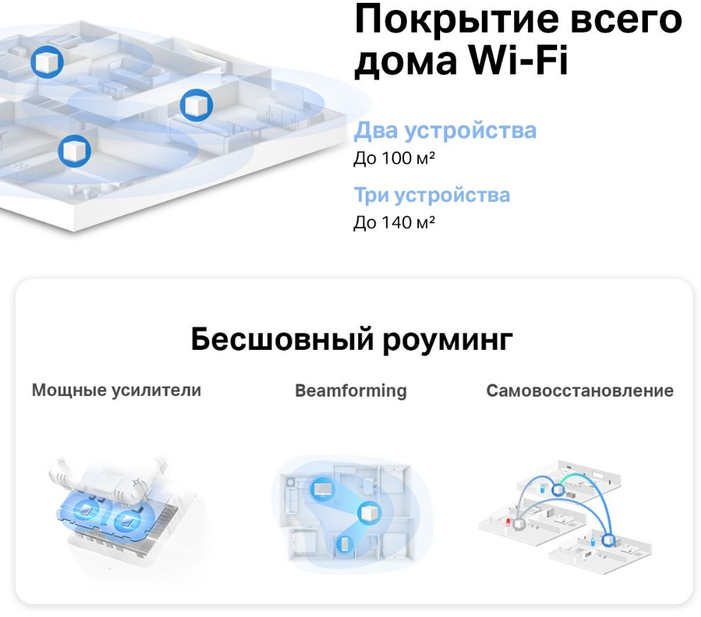 Бесшовный Mesh роутер Mercusys Halo H30(2-pack) AC1200 10/100BASE-TX компл.:устройство/крепления/адаптер белый (упак.:2шт)