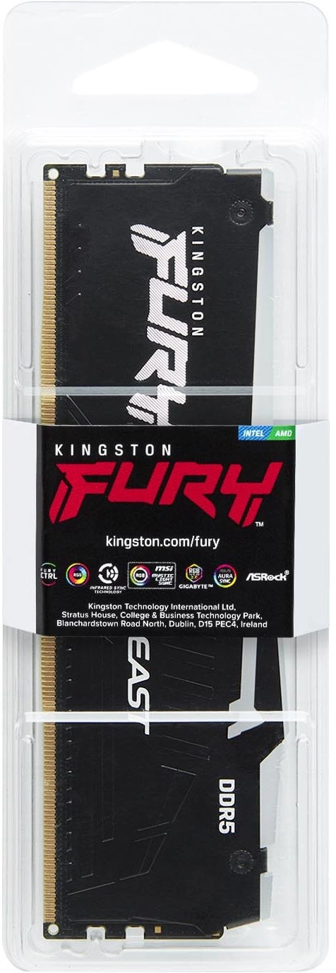 Память DDR5 32GB 6000MHz Kingston KF560C36BBEA-32 Fury Beast Black Expo RGB RTL Gaming PC5-48000 CL36 DIMM 288-pin 1.35В kit dual rank с радиатором Ret