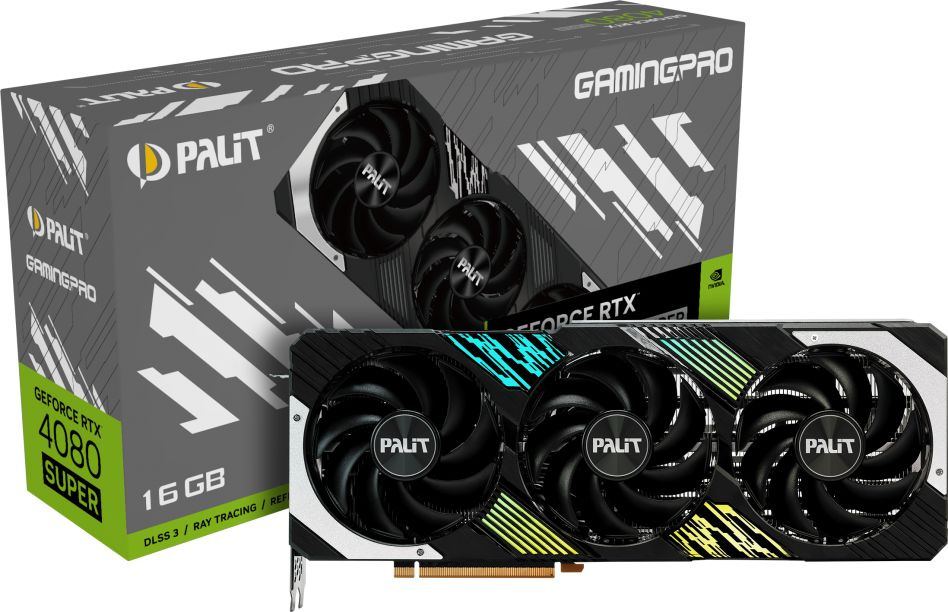 Видеокарта Palit PCI-E 4.0 RTX4080 SUPER GAMINGPRO OC NVIDIA GeForce RTX 4080 Super 16Gb 256bit GDDR6X 2295/23000 HDMIx1 DPx3 HDCP Ret