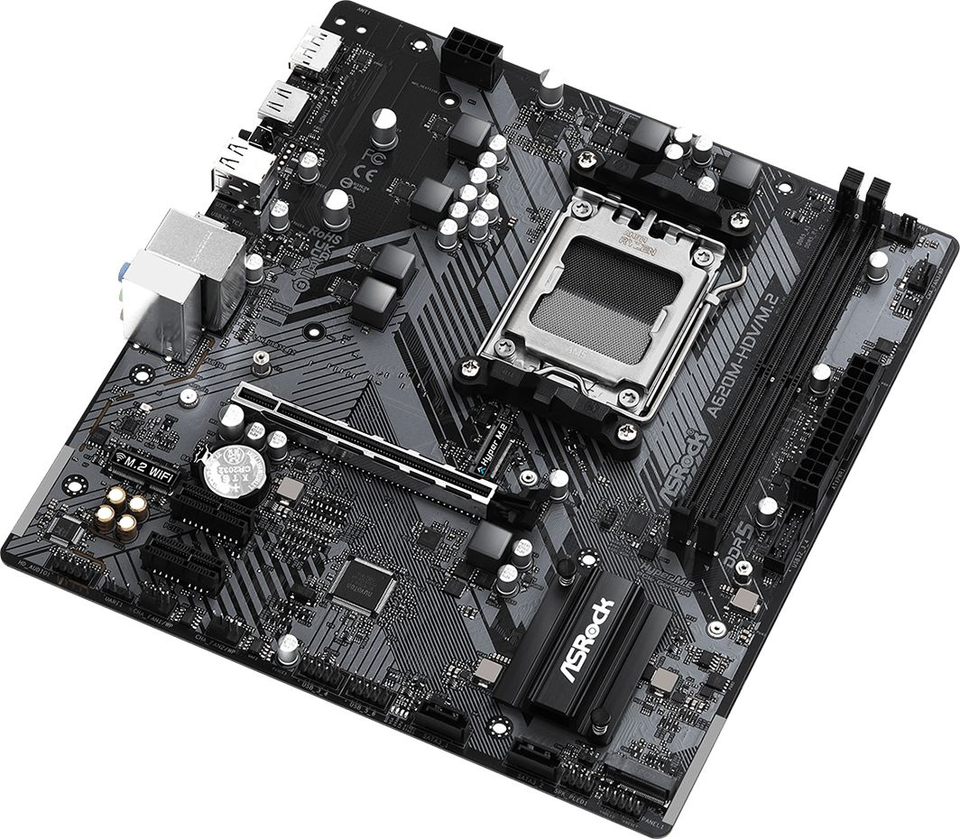 Материнская плата Asrock A620M-HDV/M.2 SocketAM5 AMD A620 2xDDR5 mATX AC`97 8ch(7.1) GbLAN RAID+HDMI+DP