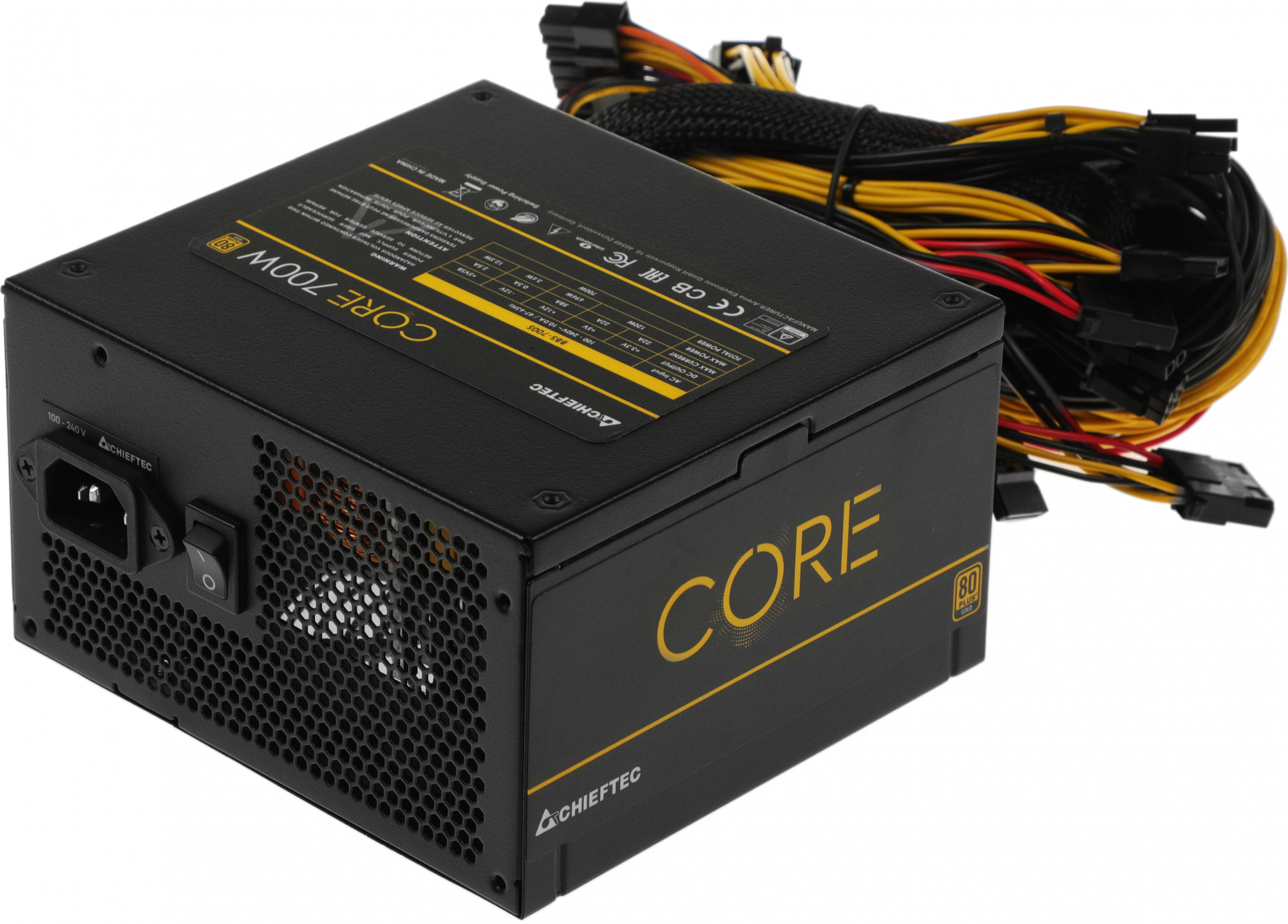 Блок питания Chieftec ATX 700W CORE BBS-700S-Bulk 80+ gold 24pin APFC 120mm fan 6xSATA