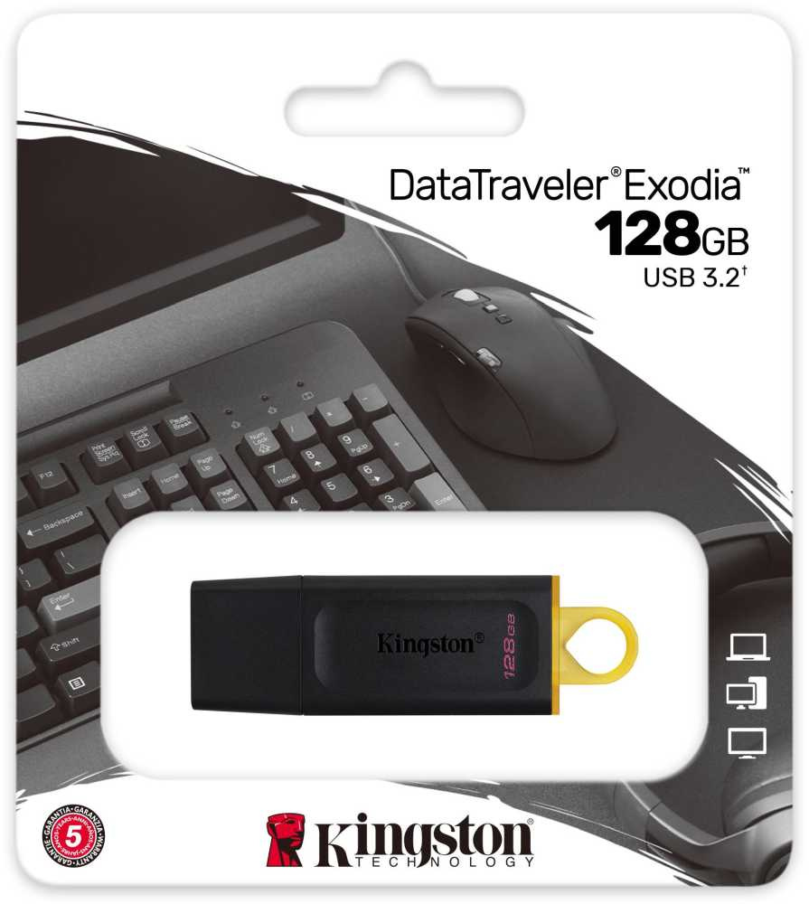 Флеш Диск Kingston 128GB DataTraveler Exodia DTX/128GB USB3.2 черный/желтый