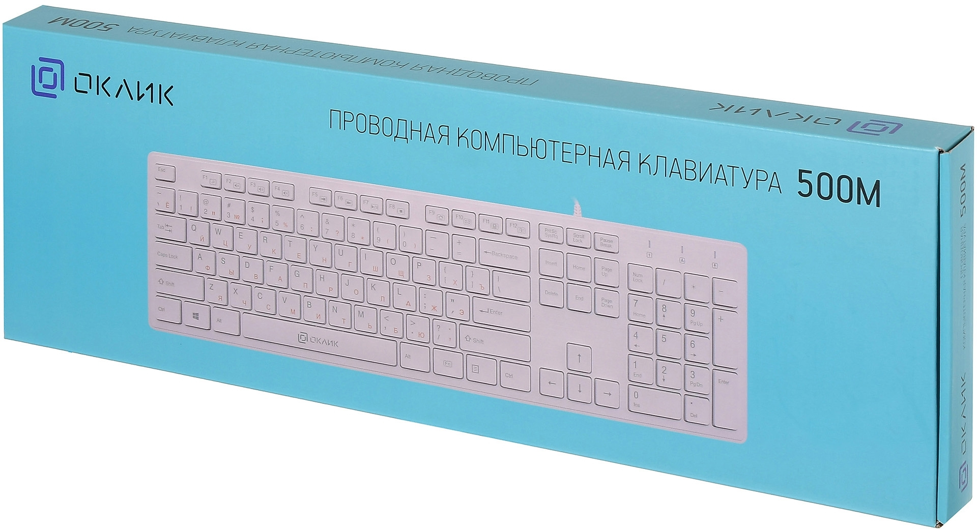 Клавиатура Оклик 500M белый USB slim Multimedia