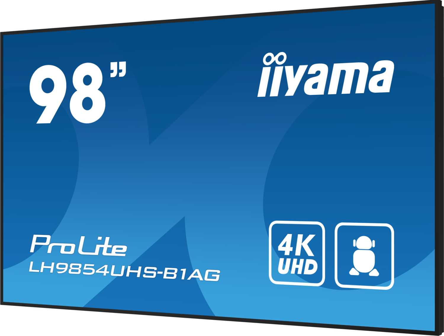 Информационный дисплей 98" 16:9 3840x2160(UHD 4K) IPS, 60 Hz, 500 cd/m, H178°/V178°, 1200:1, 1.07B, 8ms, VGA, 3xHDMI, 2xDP, RJ-45, RS232C, MicroSD,  2xUSB Type A, Speakers, OPS Slot, Android 11, 24/7, 3Y, Black