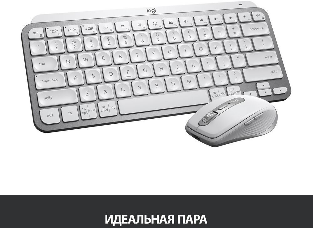 Клавиатура Logitech MX Keys Mini серебристый/белый USB беспроводная BT/Radio LED (920-010502)