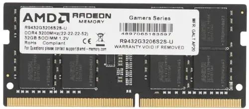 Память DDR4 32Gb 3200MHz AMD R9432G3206S2S-U R9 RTL PC4-25600 CL22 SO-DIMM 260-pin 1.2В Ret