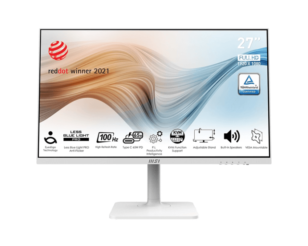 Монитор MSI 27" Modern MD272XPW белый IPS LED 1ms 16:9 HDMI M/M матовая HAS Piv 300cd 178гр/178гр 1920x1080 100Hz DP FHD USB 5.85кг