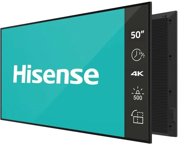 Панель Hisense 50" 50DM66D черный D-LED DID LED 8ms 16:9 HDMI M/M матовая 1200:1 500cd 178гр/178гр 3840x2160 DP 4K USB 11кг