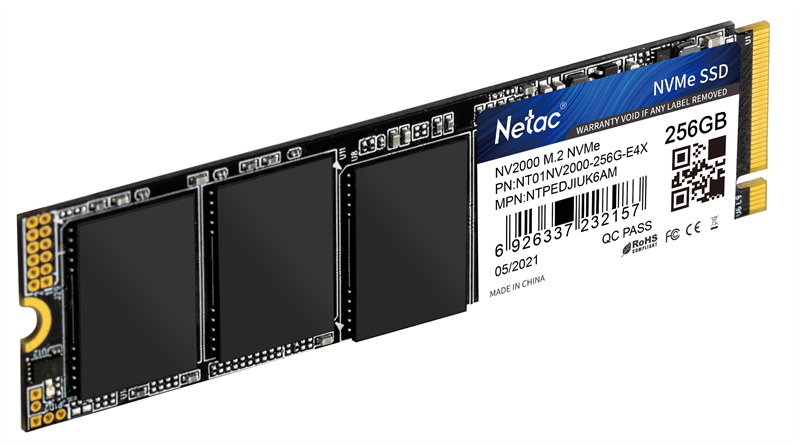 Накопитель SSD Netac PCIe 3.0 x4 256GB NT01NV2000-256-E4X NV2000 M.2 2280