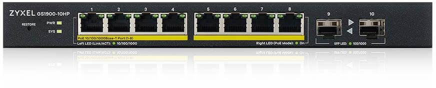 Коммутатор Zyxel GS1900-10HP-EU0102F (L2) 8x1Гбит/с 2SFP 8PoE+ 77W управляемый