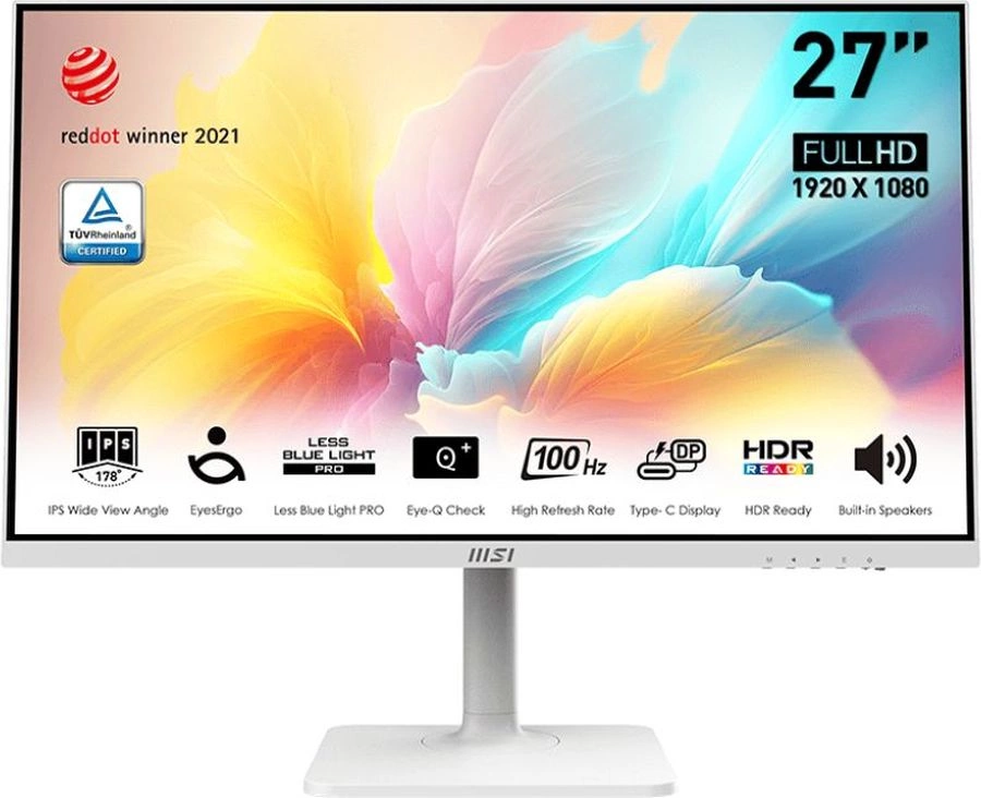 Монитор MSI 27" Modern MD2712PW белый IPS LED 1ms 16:9 HDMI M/M матовая HAS Piv 300cd 178гр/178гр 1920x1080 100Hz FreeSync FHD USB 5.85кг